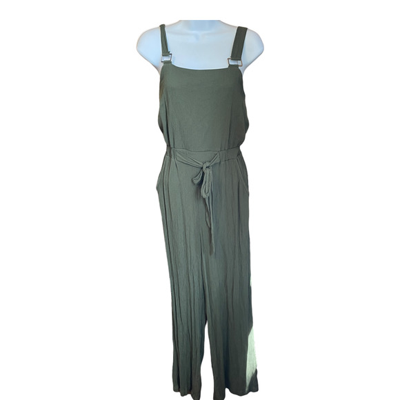 Army Green Sleeveless Belted Jumpsuit Junior's Size Small 3-5 - Picture 6 of 9